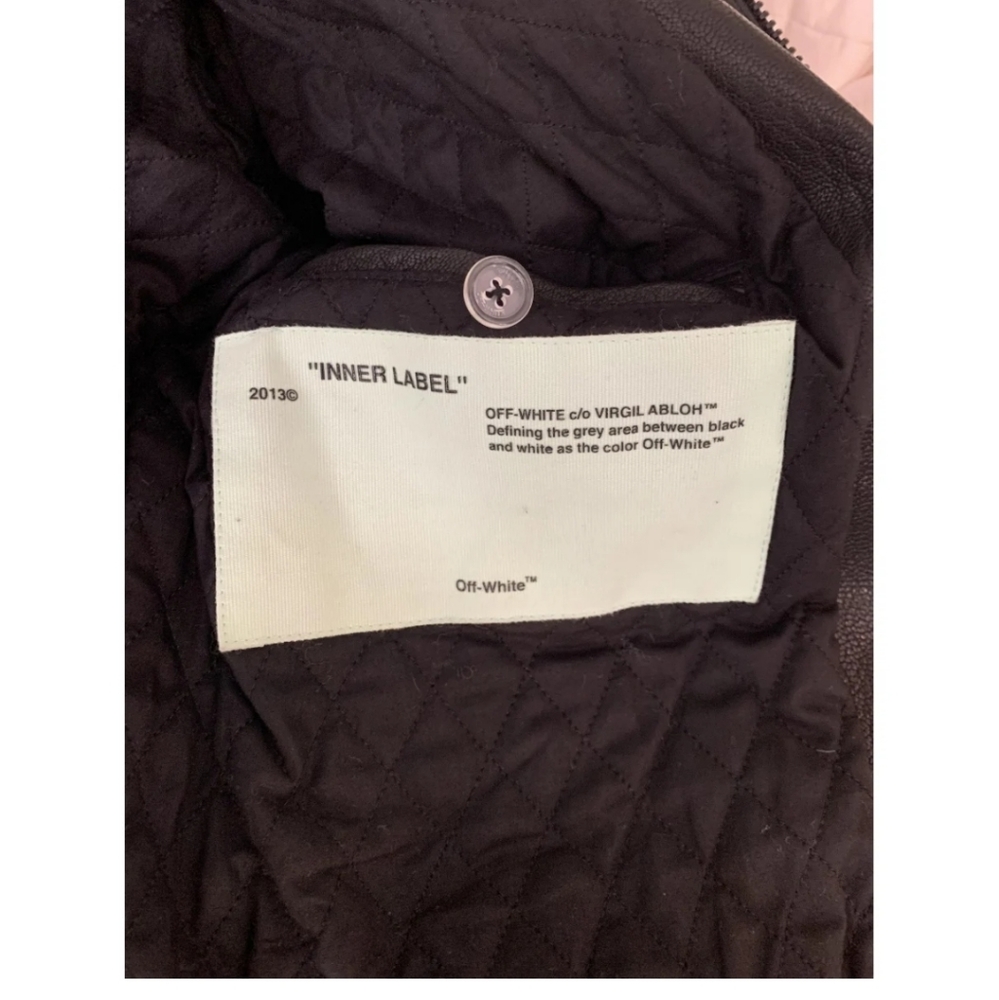 Sold On Ebay 11/30/2021π¨π¨ LIKE NEW (NO DAMAGE!!!!) OFF-WHITE LEATHER JACKET - Picture 4 of 10